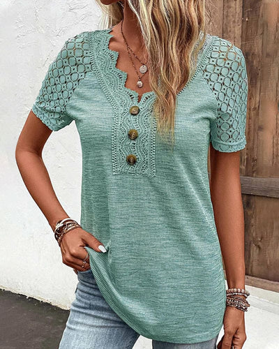 Feline - Kanten T-shirt met korte mouwen