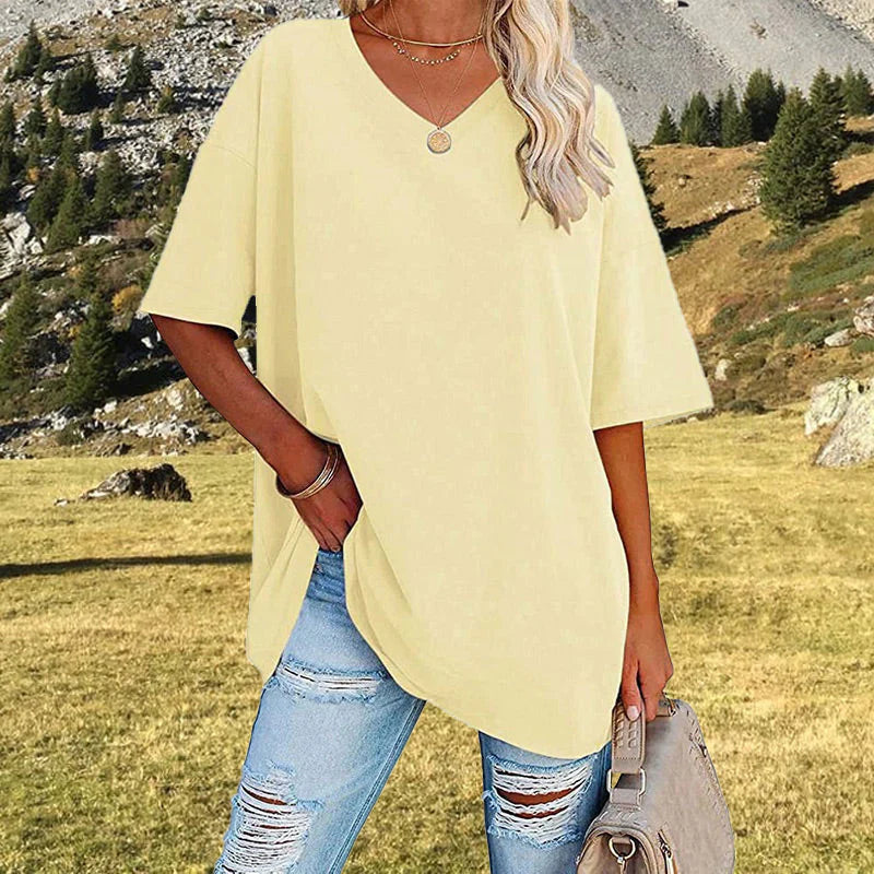 Lina - Casual T-shirt met oversized V-hals voor dames