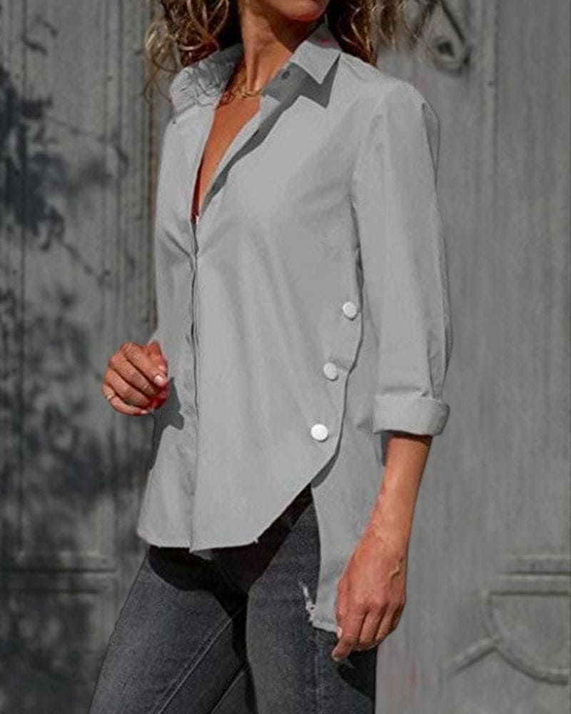 Ylva | Oversized Blouse Met Onregelmatige Snit En Lange Mouwen