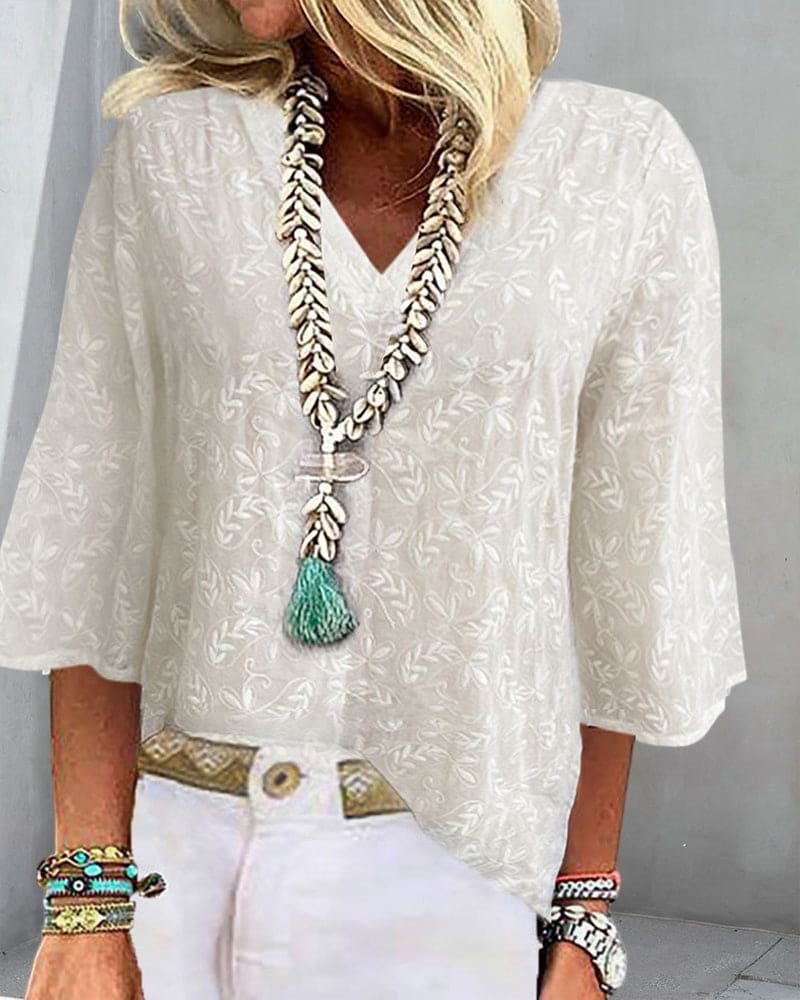 Nova | Kanten Blouse Met Een V-hals