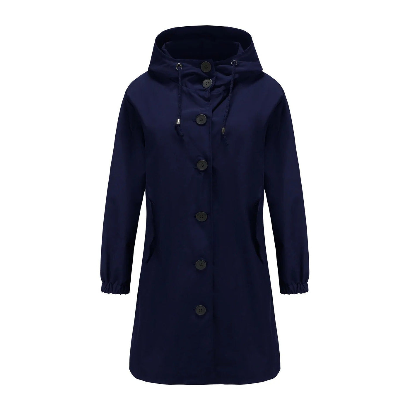 Regenjas voor dames met capuchon en knoopsluiting