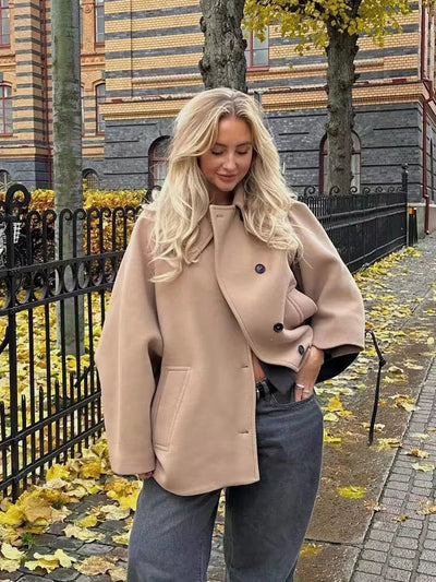 Dianna - Stijlvolle oversized tussenjas met omgevouwen kraag voor dames