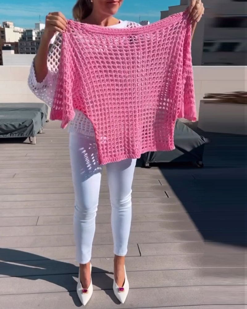 Julia | Blouse met uitsparingen in een effen kleur