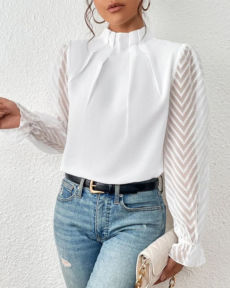 Yara | Blouse met lange mouwen en golvenpatroon