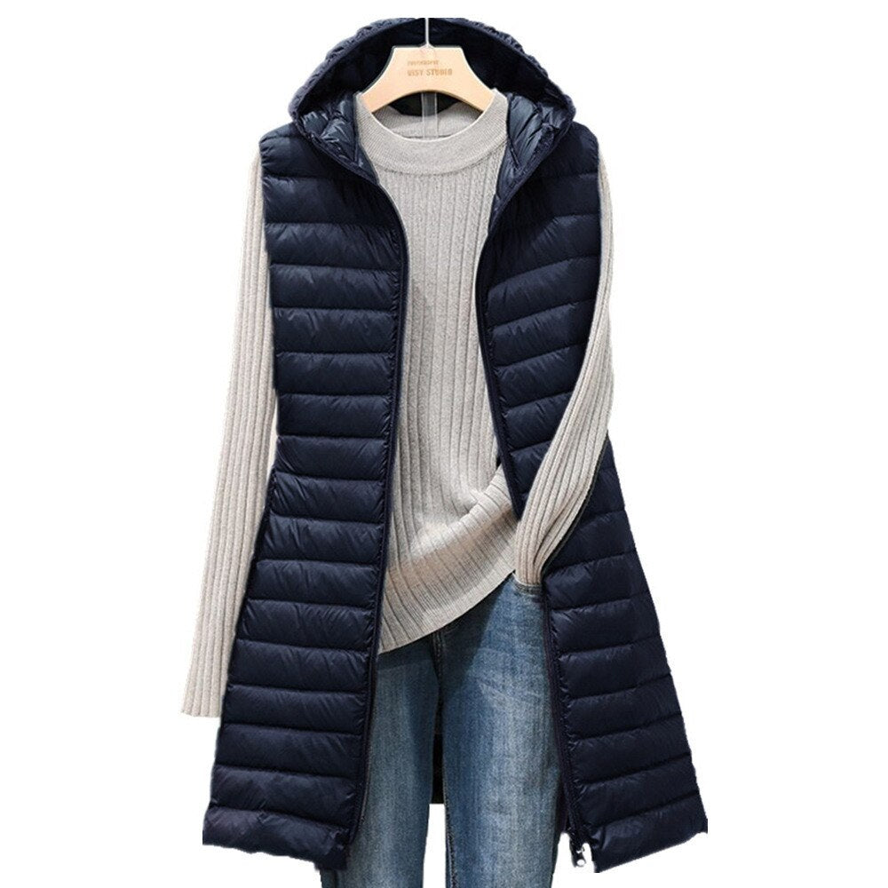 Fiona - Comfortabele warme half lange tussenjas met capuchon