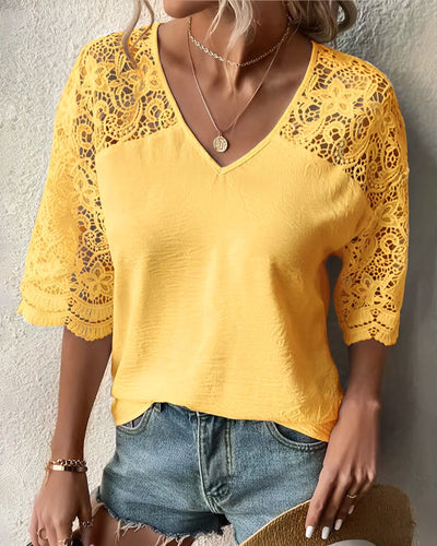 Imke - Kanten Blouse Met Een V-hals