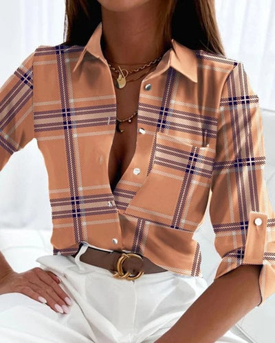 Eva - Bedrukte Chique Blouse met Lange Mouwen