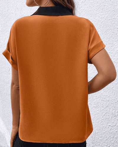 Hanna - Blouse met korte mouwen en kleurblokprint