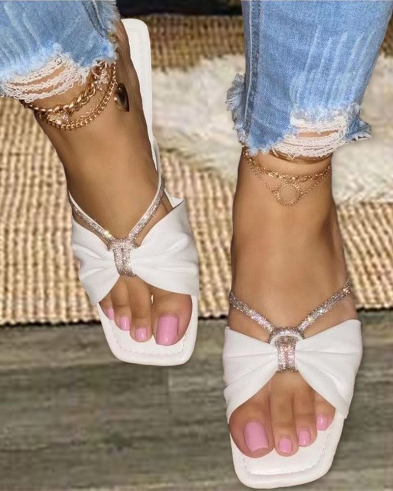 Mila | Sandalen met effen kleur en strik