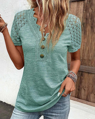 Feline - Kanten T-shirt met korte mouwen