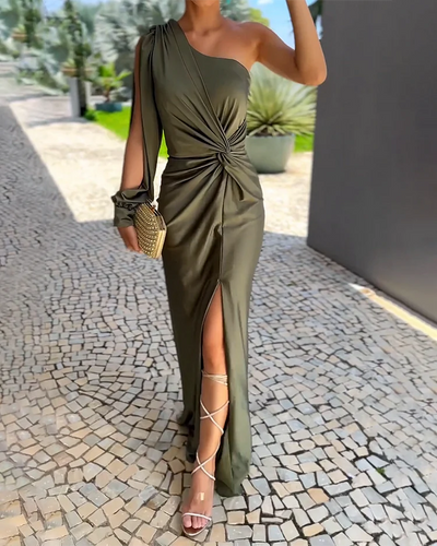 Nienke - Elegante lange jurk met één schouder