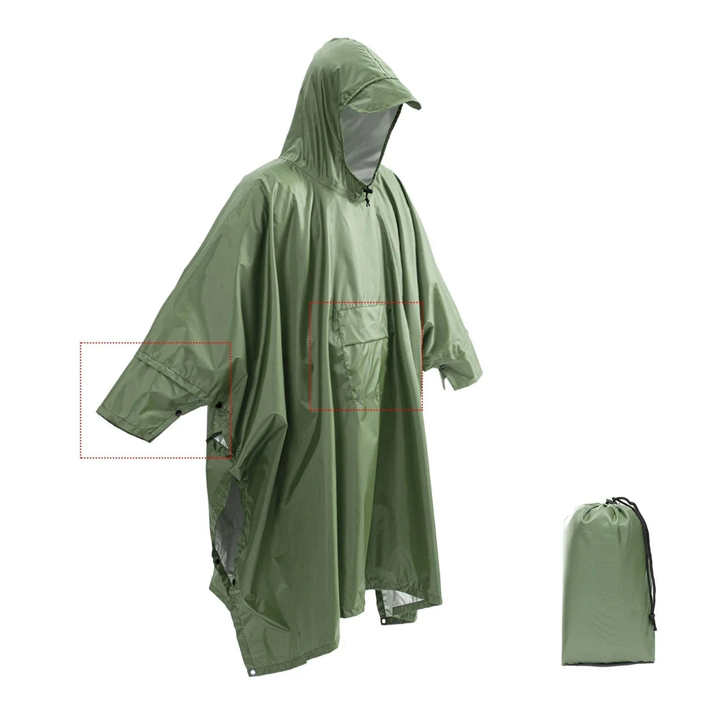 Multifunctionele regenponcho voor buiten