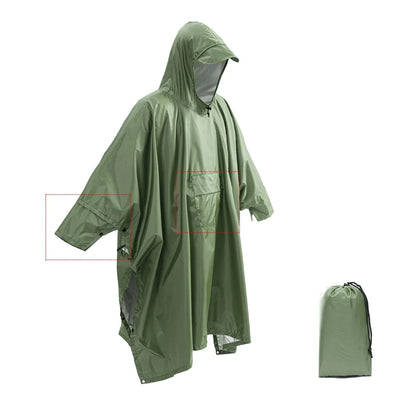 Multifunctionele regenponcho voor buiten