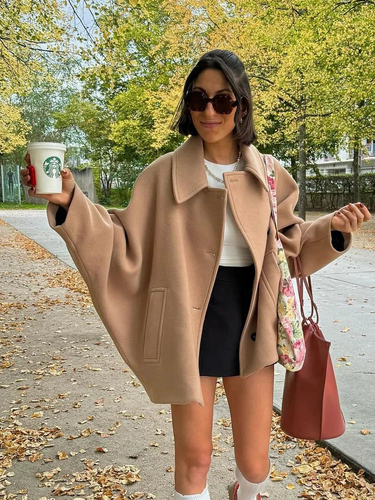 Dianna - Stijlvolle oversized tussenjas met omgevouwen kraag voor dames