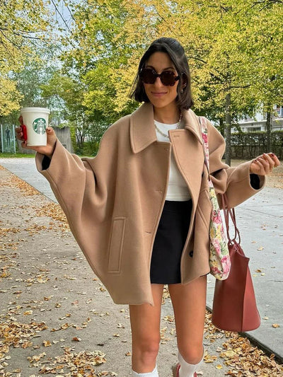 Dianna - Stijlvolle oversized tussenjas met omgevouwen kraag voor dames