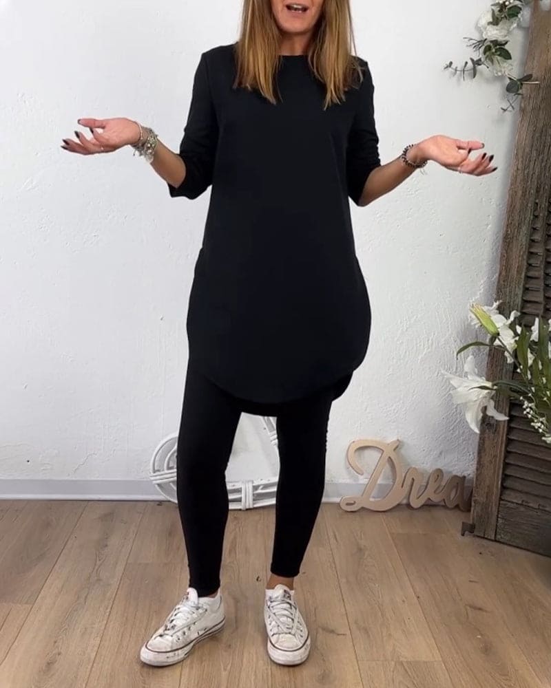 Lisa - Middellange Top met Ronde Hals