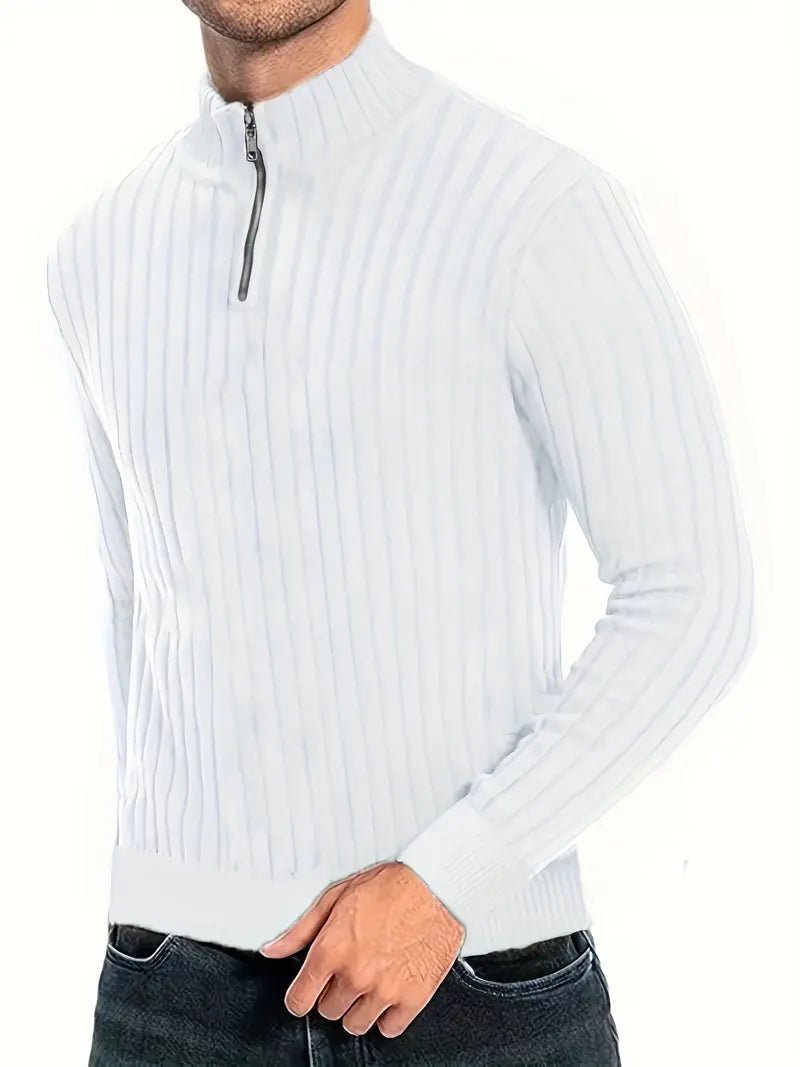 Luca Sweater | Casual heren trui met V-hals en ritssluiting voor mannen