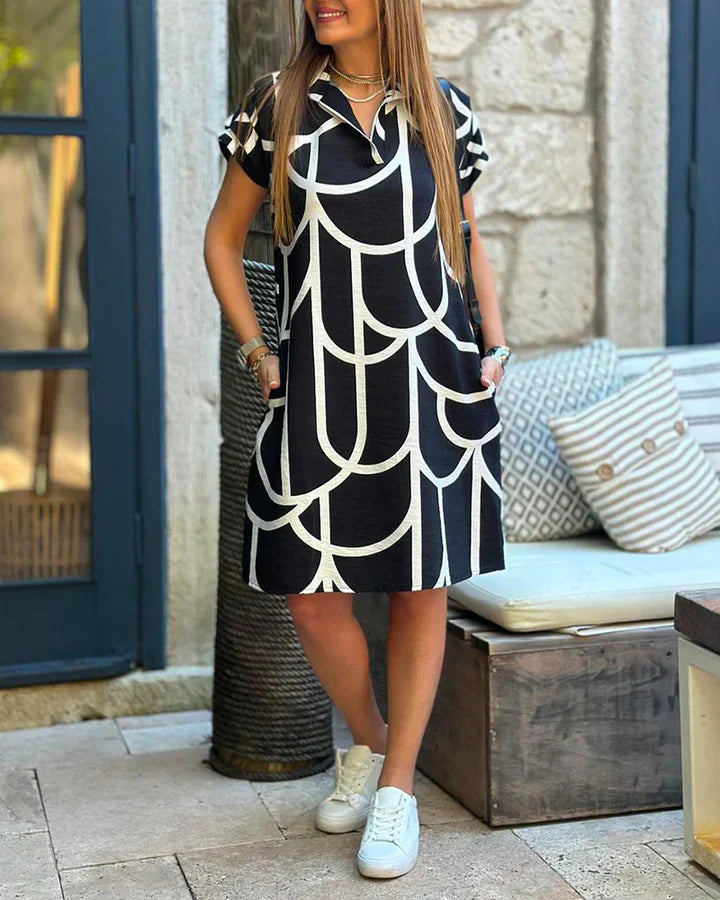 Ilse - Elegante Midi-jurk met korte mouwen