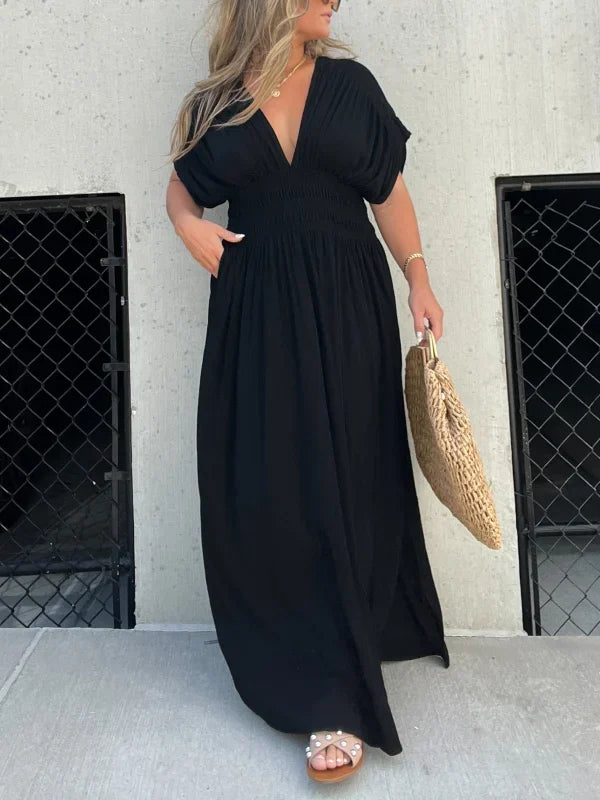 Denise - V-hals met split Maxi Long Dress