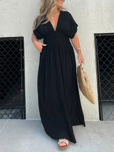 Denise - V-hals met split Maxi Long Dress