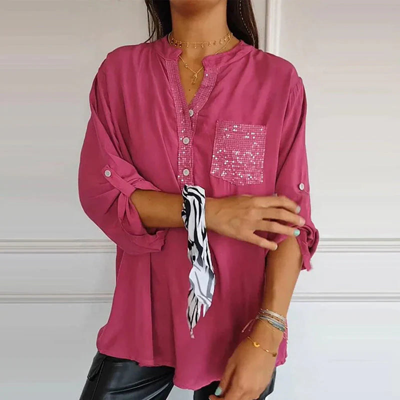 Isabela - Casual Blouse met Pailletten voor Vrouwen