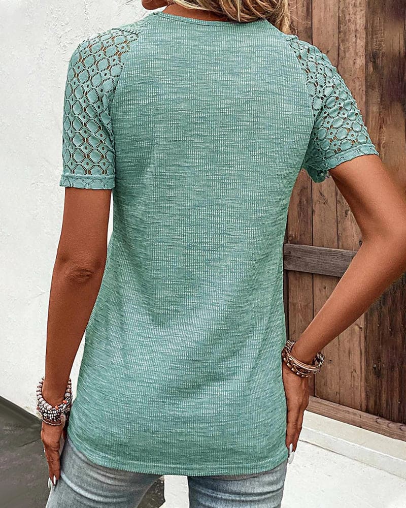 Feline - Kanten T-shirt met korte mouwen