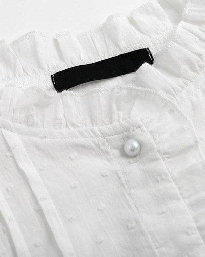 Elinor - Kanten Blouse In Één Effen Kleur