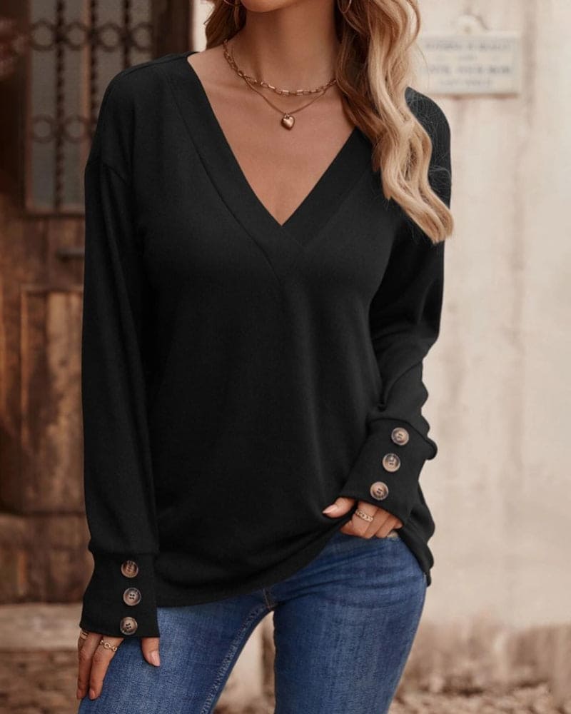 Jara - Een blouse met lange mouwen en een V-hals