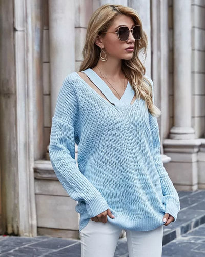 Evie - Lange trui met V-hals