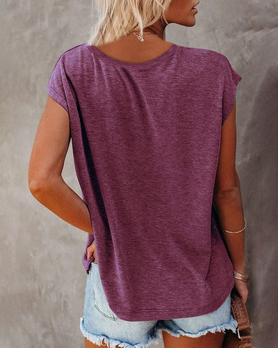 Elke - T-shirt in een egale kleur met een V-hals