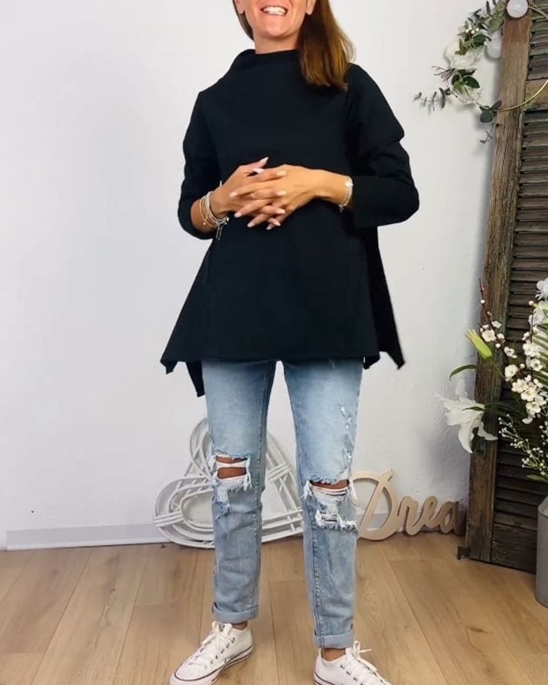 Lina | Blouse met ronde hals en lange mouwen