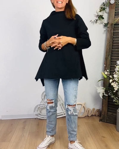 Lina | Blouse met ronde hals en lange mouwen