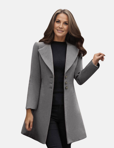 Denise - Comfortabele Elegante Wollen Jurk Jas voor Dames