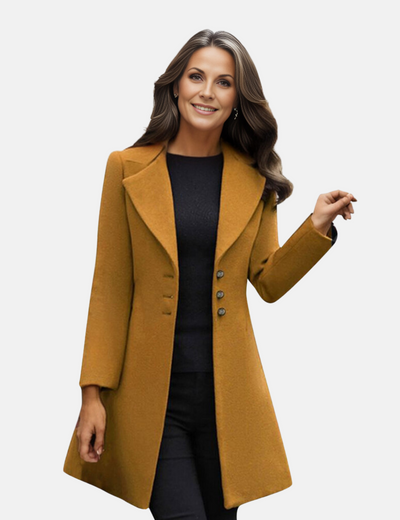 Denise - Comfortabele Elegante Wollen Jurk Jas voor Dames