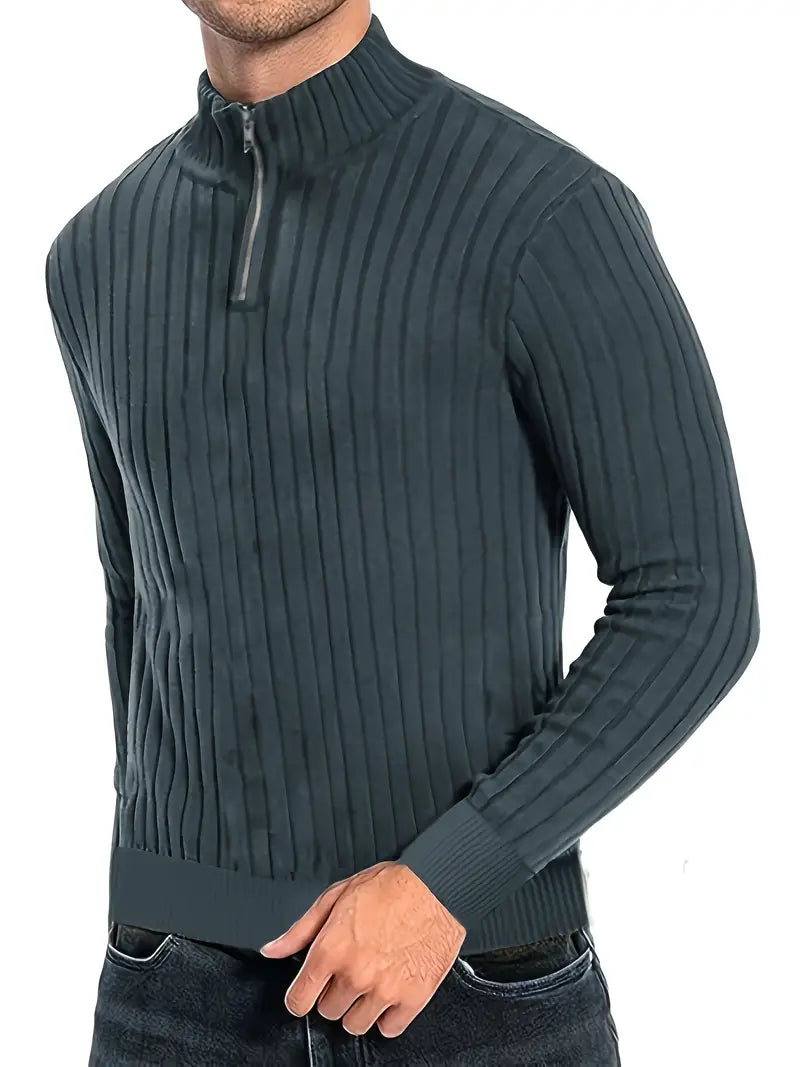 Luca Sweater | Casual heren trui met V-hals en ritssluiting voor mannen