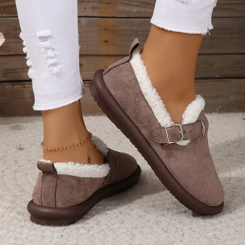 Kaia - Vrouwen pluche ronde teen slippers