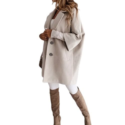 Catherine - elegante zachte mantel met dubbele knoopsluiting