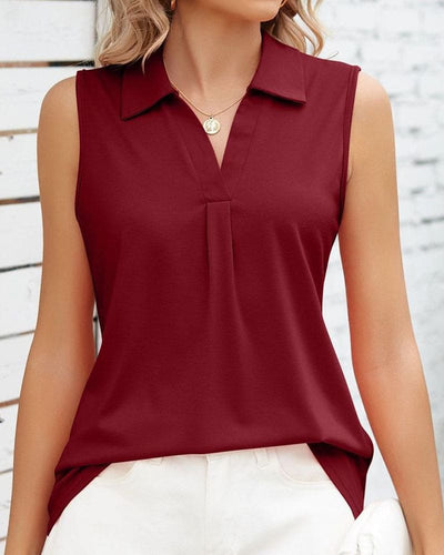 Olivia | Mouwloze blouse in een effen kleur