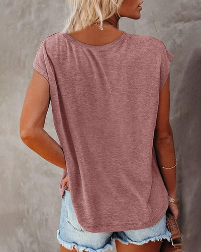 Elke - T-shirt in een egale kleur met een V-hals