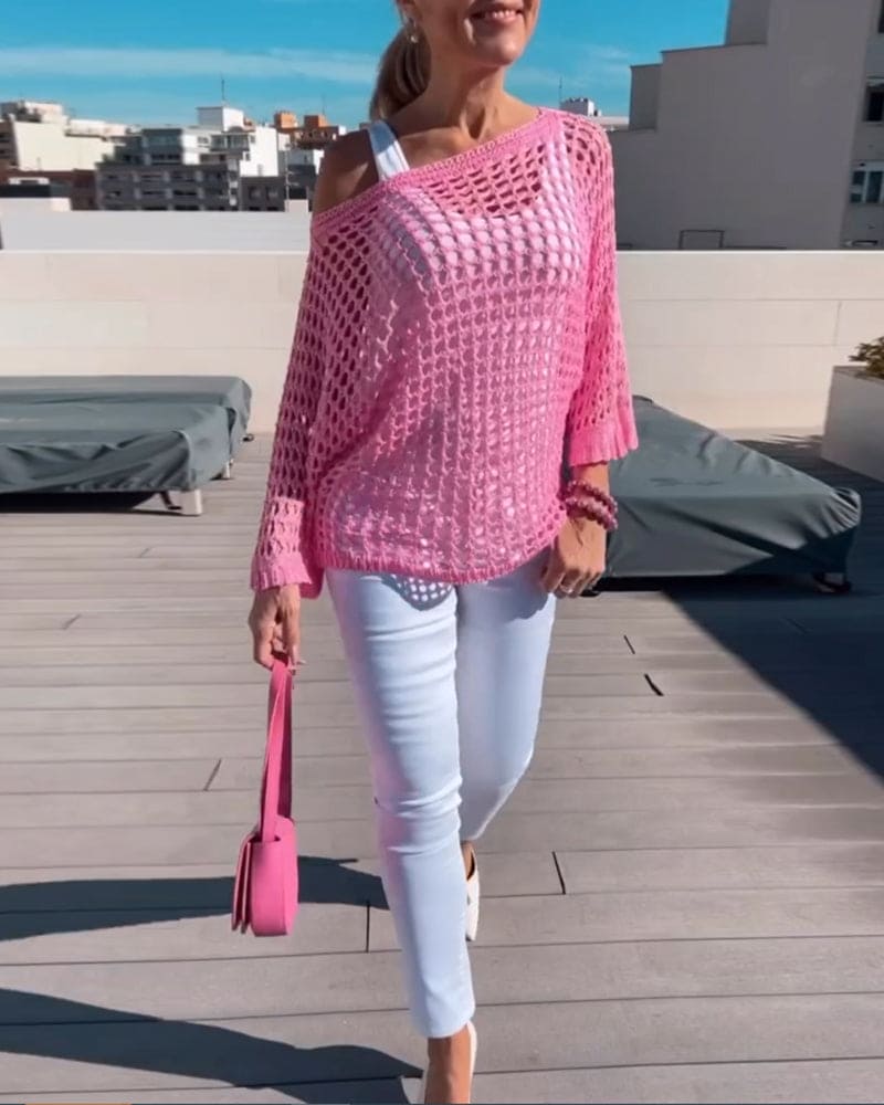Julia | Blouse met uitsparingen in een effen kleur