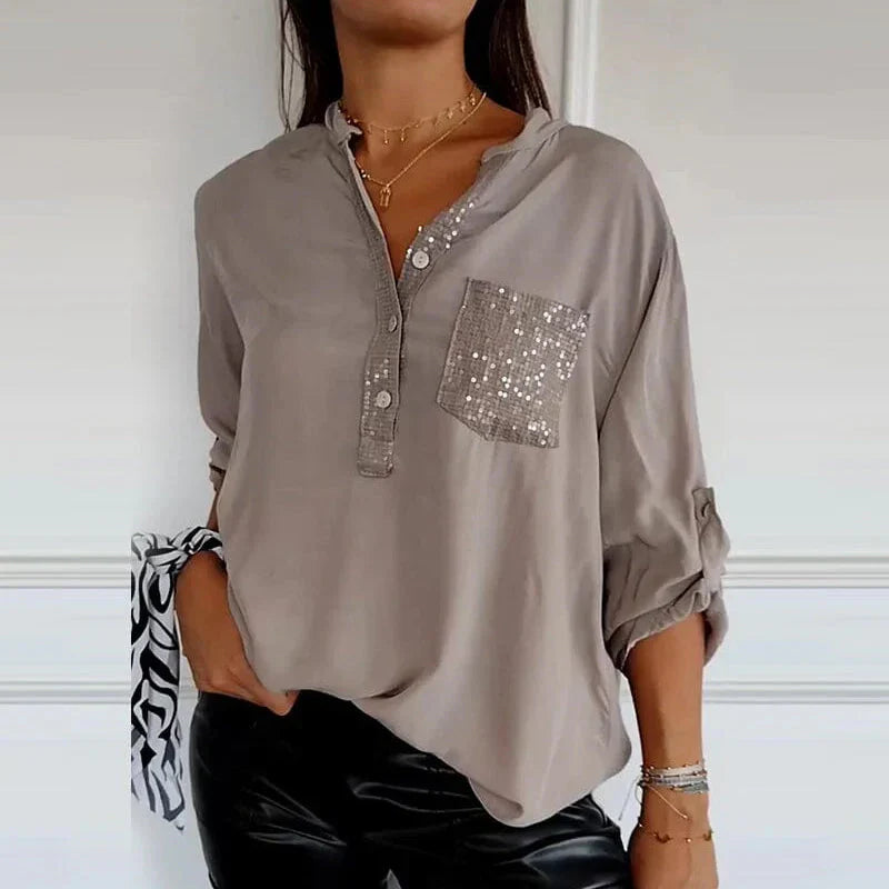 Isabela - Casual Blouse met Pailletten voor Vrouwen