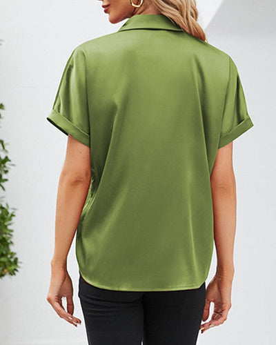 Fleur - Blouse met korte mouwen en een satijnen knoop