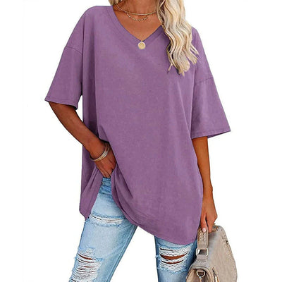 Lina - Casual T-shirt met oversized V-hals voor dames