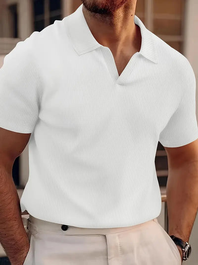 Bradley - Heren Wafel V-hals Polo T-shirt