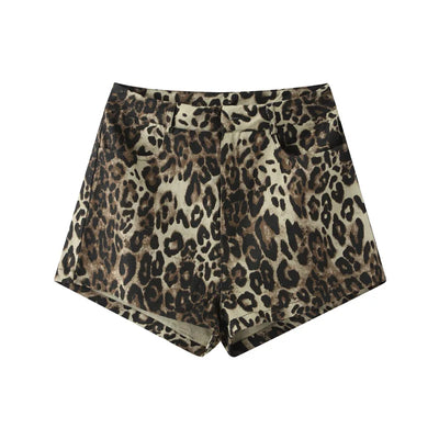 Priscilla | Denim luipaard print broek