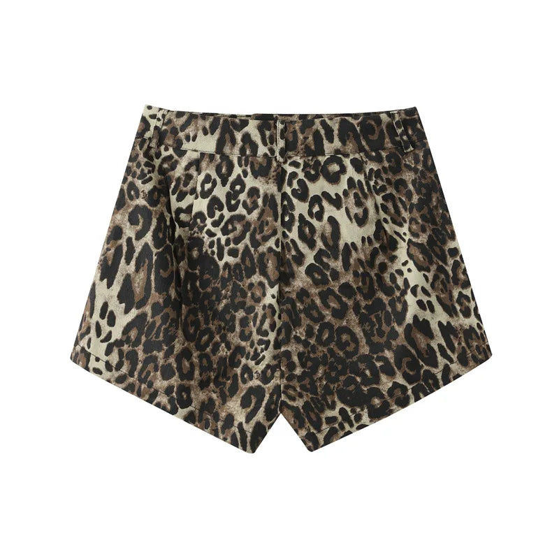 Priscilla | Denim luipaard print broek
