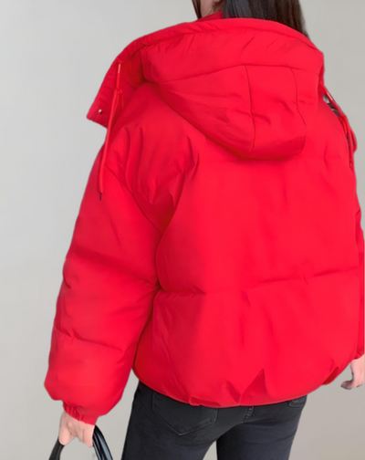 Olivia - Warm gewatteerd puffer winterjas met capuchon, zakken en rits