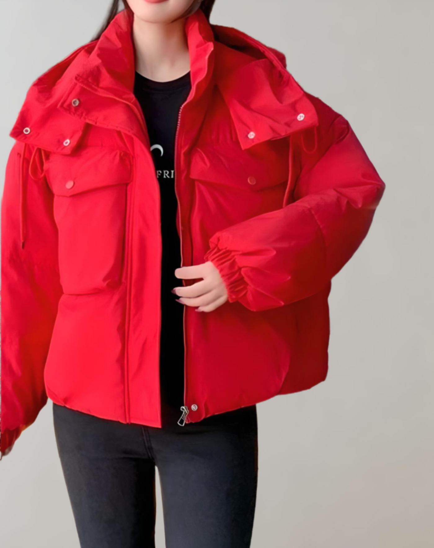 Olivia - Warm gewatteerd puffer winterjas met capuchon, zakken en rits