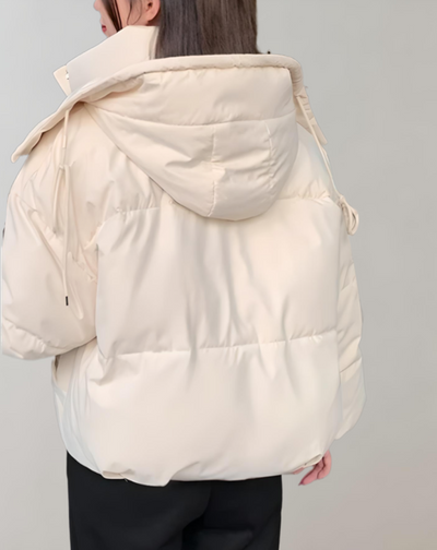 Olivia - Warm gewatteerd puffer winterjas met capuchon, zakken en rits
