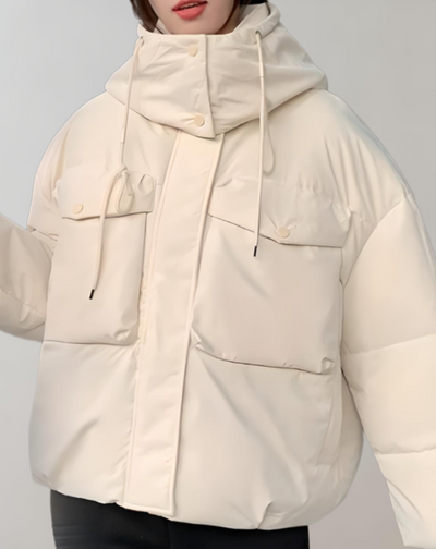 Olivia - Warm gewatteerd puffer winterjas met capuchon, zakken en rits